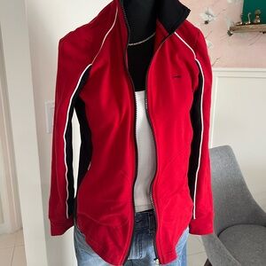 LRL Lauren Ralph Lauren Jacket Womens Medium Red Black Full Zip Running Active